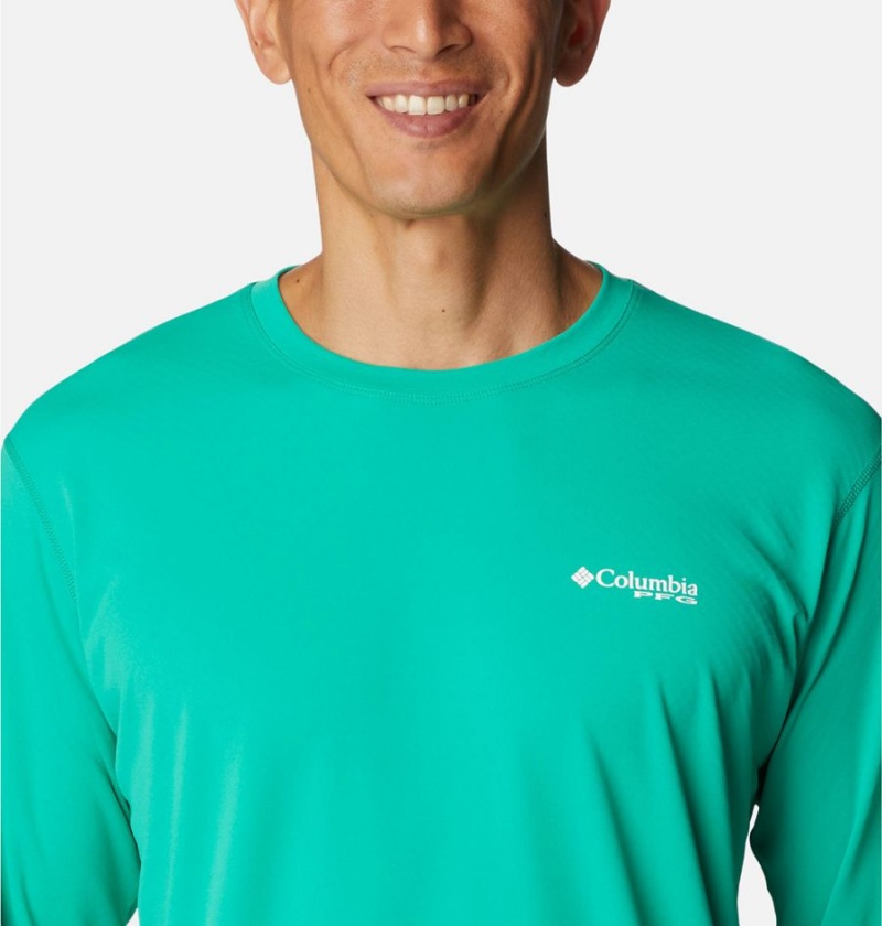 Green Men's Columbia PFG Zero Rules Long Sleeve T-Shirt | XBOWU-1947