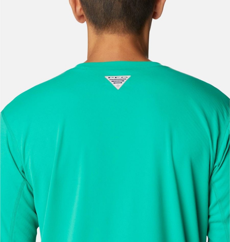 Green Men's Columbia PFG Zero Rules Long Sleeve T-Shirt | XBOWU-1947