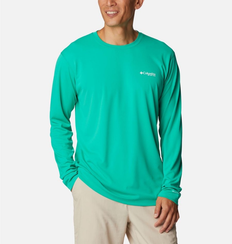 Green Men\'s Columbia PFG Zero Rules Long Sleeve T-Shirt | XBOWU-1947