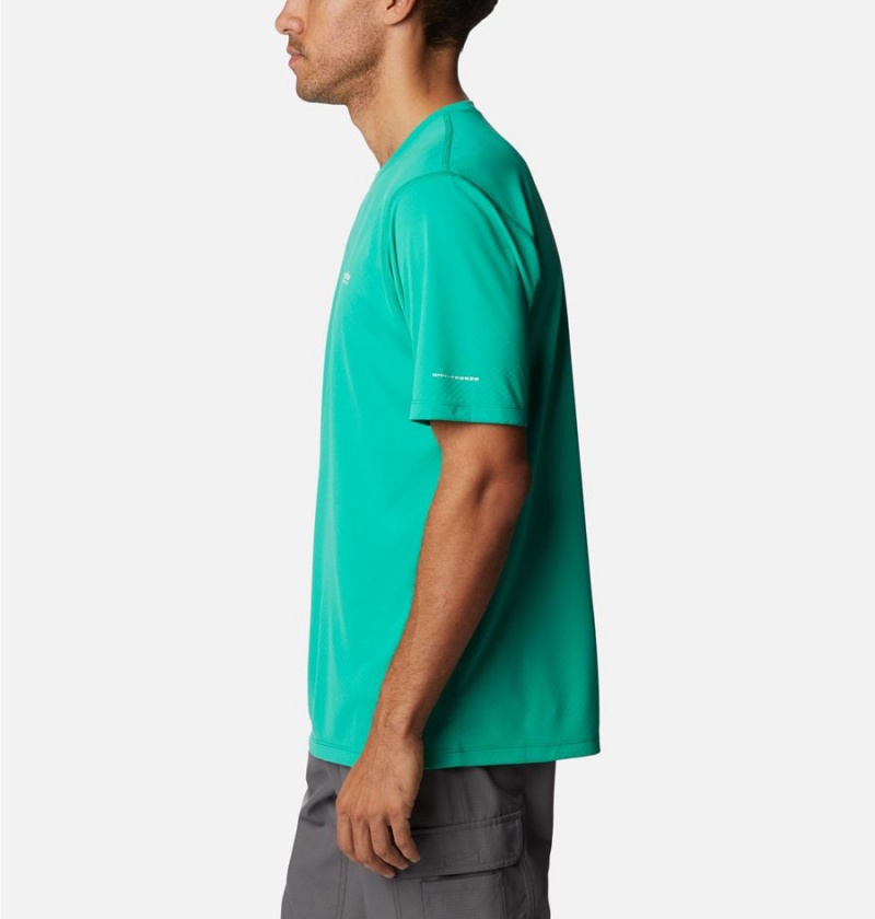 Green Men's Columbia PFG Zero Rules Short Sleeve T-Shirt | UNTQX-8163