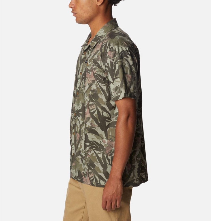 Green Men's Columbia Pine Canyon Short Sleeve Shirt | XOQJN-6293