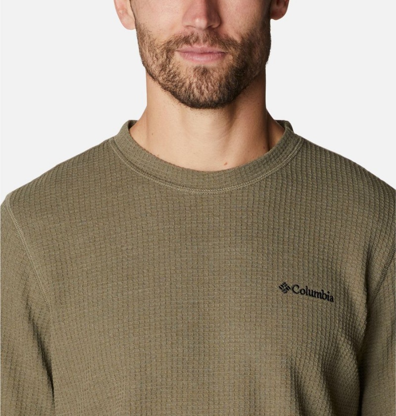 Green Men's Columbia Pine Peak II Waffle Long Sleeve Crew T-Shirt | CLOYQ-9506