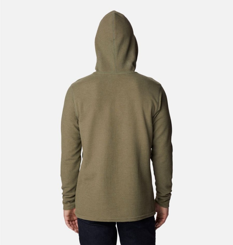 Green Men's Columbia Pine Peak Waffle Hoodie | OXPKR-1978