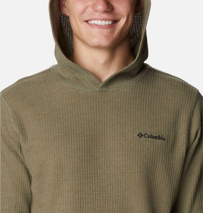 Green Men's Columbia Pine Peak Waffle Hoodie | OXPKR-1978