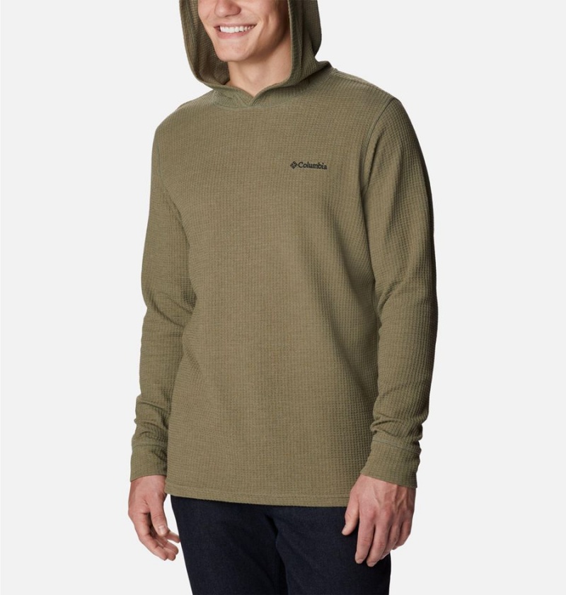 Green Men's Columbia Pine Peak Waffle Hoodie | OXPKR-1978