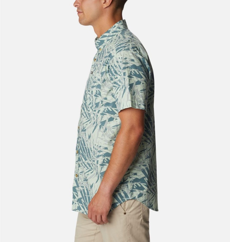 Green Men's Columbia Rapid Rivers Printed Short Sleeve Shirt | VAJFB-3218