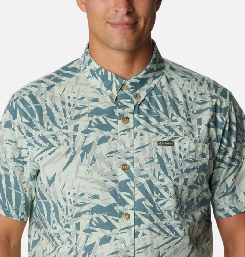 Green Men's Columbia Rapid Rivers Printed Short Sleeve Shirt | VAJFB-3218