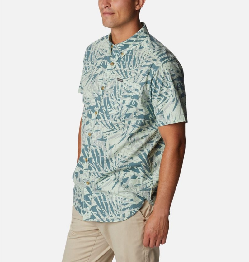 Green Men's Columbia Rapid Rivers Printed Short Sleeve Shirt | VAJFB-3218