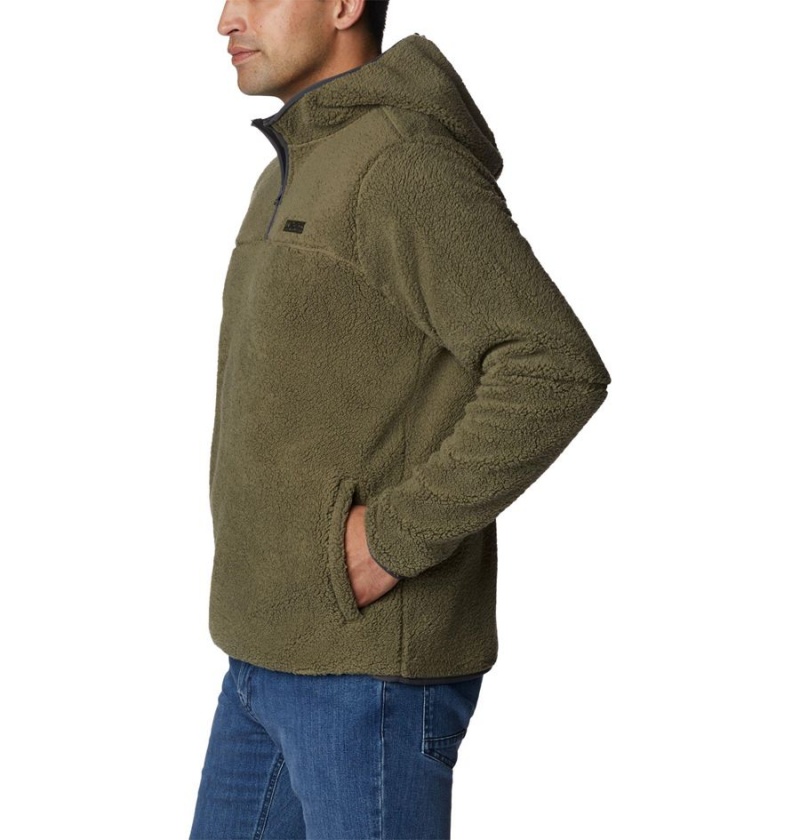 Green Men's Columbia Rugged Ridge III Sherpa Pullover Hoodie | GRSLQ-7069