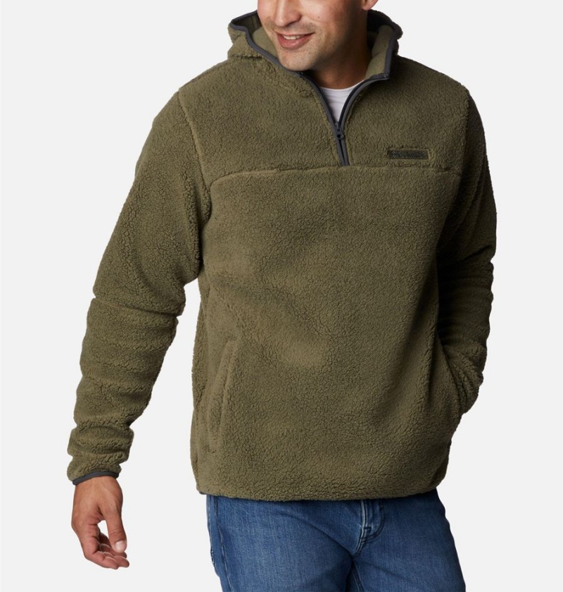 Green Men's Columbia Rugged Ridge III Sherpa Pullover Hoodie | GRSLQ-7069