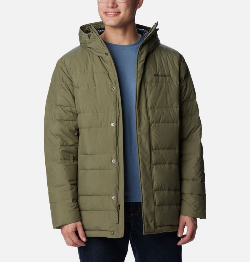 Green Men's Columbia Saltzman Parka Insulated Puffer Jacket | EJWXN-4207