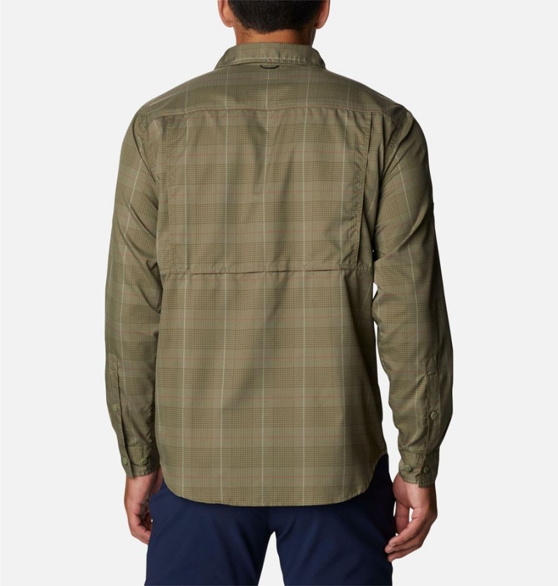 Green Men's Columbia Silver Ridge Utility Lite Plaid Long Sleeve Shirt | CBAUR-1574