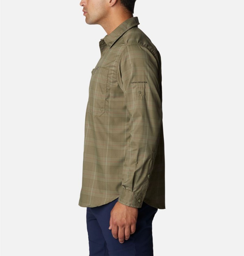 Green Men's Columbia Silver Ridge Utility Lite Plaid Long Sleeve Shirt | CBAUR-1574