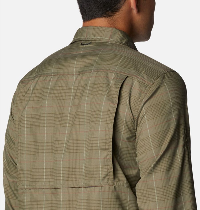 Green Men's Columbia Silver Ridge Utility Lite Plaid Long Sleeve Shirt | CBAUR-1574