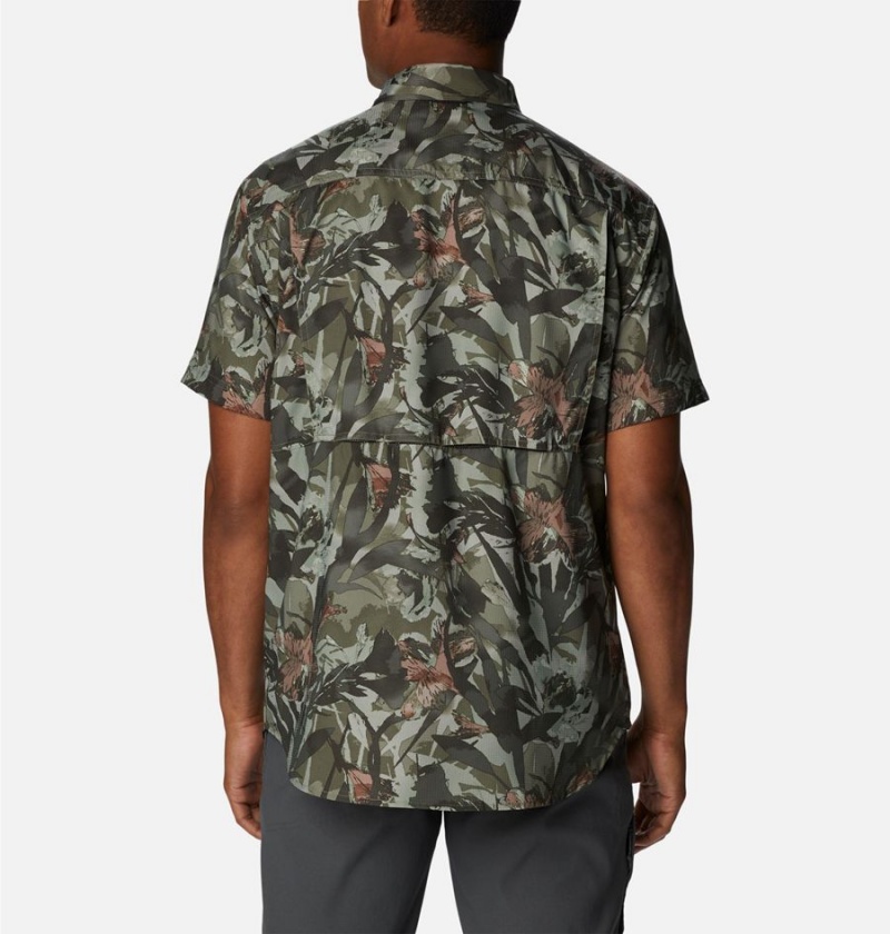 Green Men's Columbia Silver Ridge Utility Lite Novelty Short Sleeve Shirt | YXFJT-5197