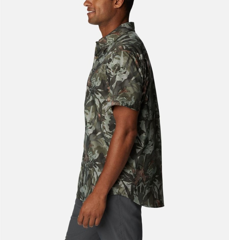 Green Men's Columbia Silver Ridge Utility Lite Novelty Short Sleeve Shirt | YXFJT-5197