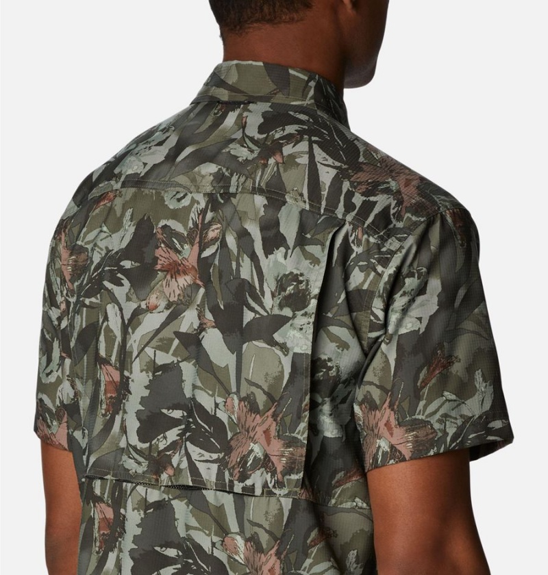 Green Men's Columbia Silver Ridge Utility Lite Novelty Short Sleeve Shirt | YXFJT-5197