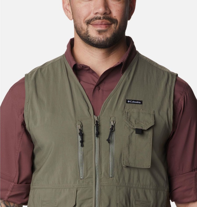 Green Men's Columbia Silver Ridge Utility Vest | FMVZW-5129