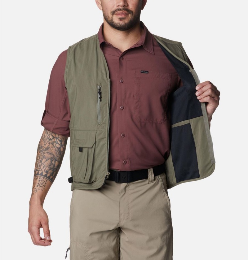 Green Men's Columbia Silver Ridge Utility Vest | FMVZW-5129