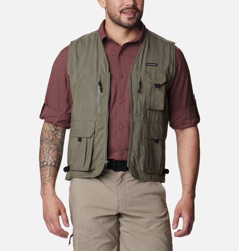 Green Men's Columbia Silver Ridge Utility Vest | FMVZW-5129