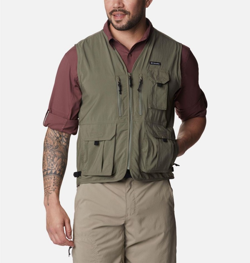 Green Men\'s Columbia Silver Ridge Utility Vest | FMVZW-5129