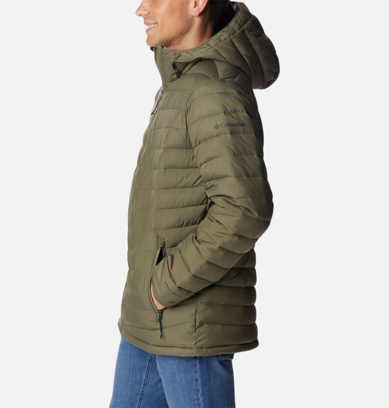 Green Men's Columbia Slope Edge Hooded Insulated Puffer Jacket | QDKHU-2054