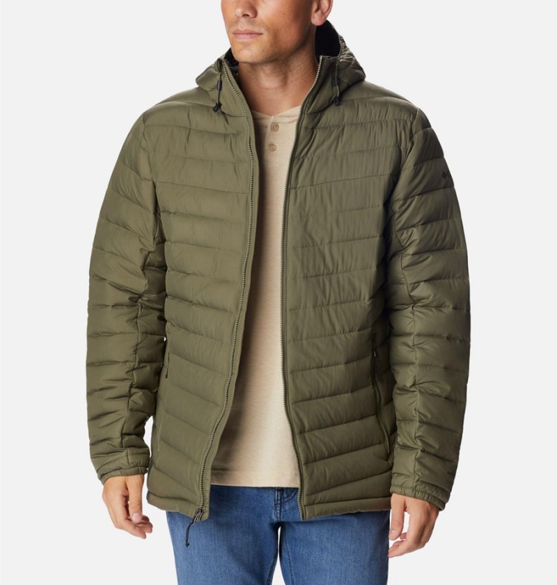 Green Men's Columbia Slope Edge Hooded Insulated Puffer Jacket | QDKHU-2054