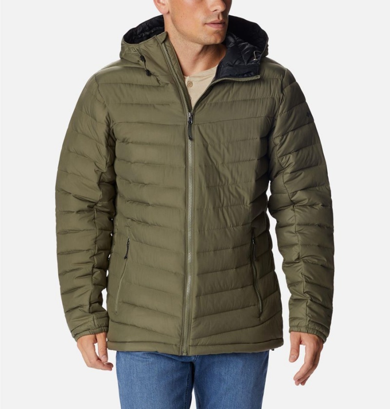 Green Men\'s Columbia Slope Edge Hooded Insulated Puffer Jacket | QDKHU-2054