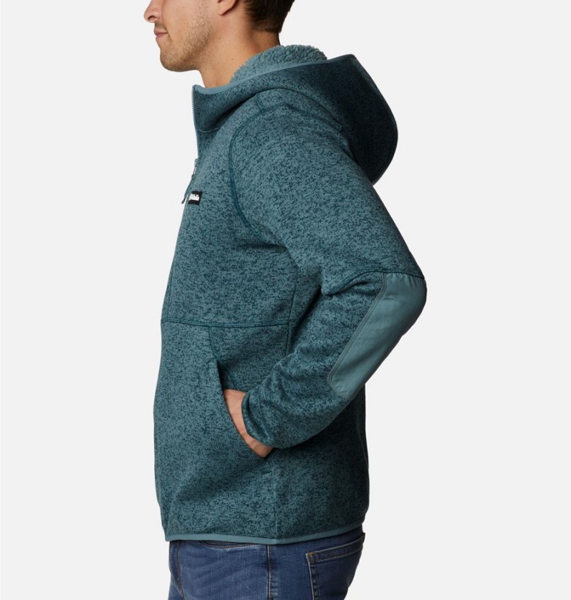 Green Men's Columbia Sweater Weather Full Zip Hoodie Fleece Jacket | OAIJT-6014