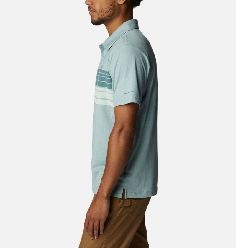 Green Men's Columbia Tech Trail Novelty Polo Shirt | JBVEH-4812