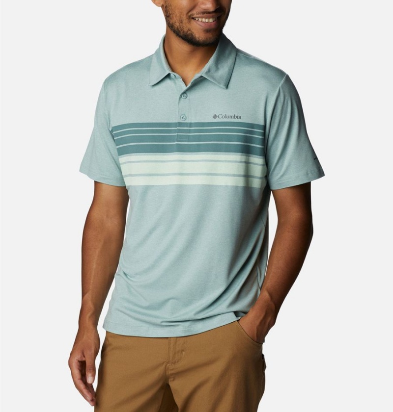 Green Men's Columbia Tech Trail Novelty Polo Shirt | JBVEH-4812