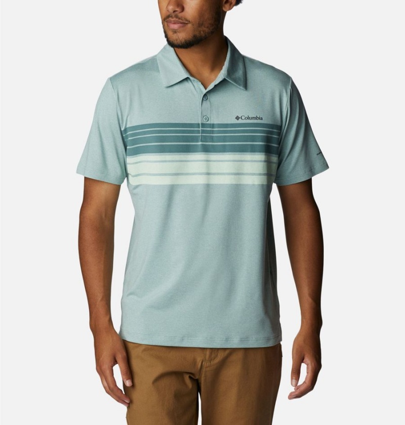 Green Men\'s Columbia Tech Trail Novelty Polo Shirt | JBVEH-4812