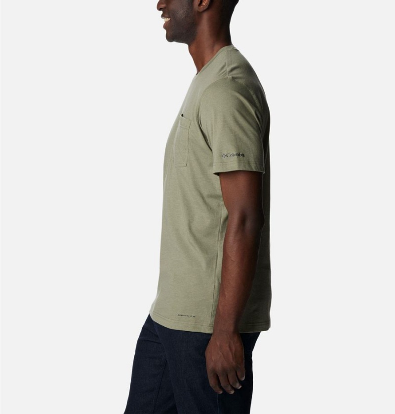 Green Men's Columbia Thistletown Hills Pocket T-Shirt | PQIOZ-1239