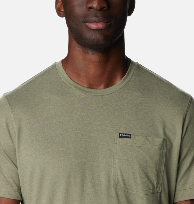 Green Men's Columbia Thistletown Hills Pocket T-Shirt | PQIOZ-1239