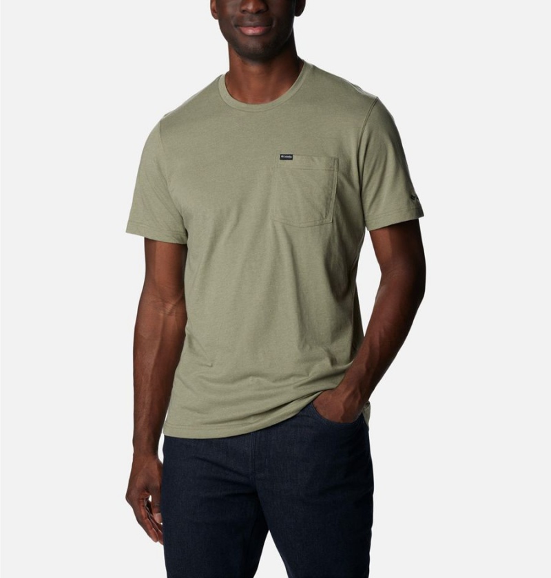 Green Men's Columbia Thistletown Hills Pocket T-Shirt | PQIOZ-1239