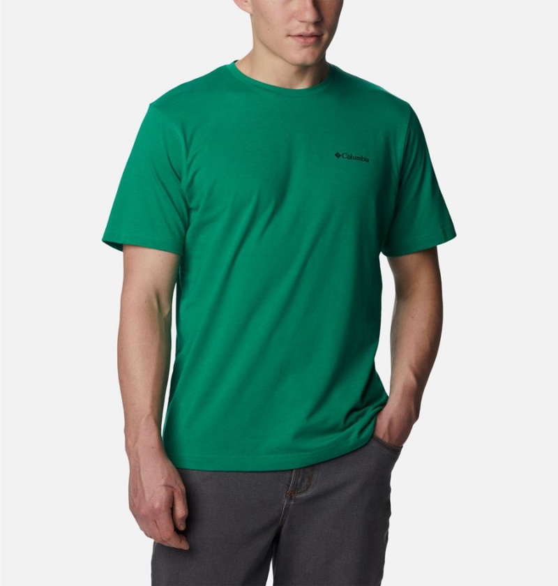 Green Men's Columbia Thistletown Hills Short Sleeve T-Shirt | XOFPK-0254