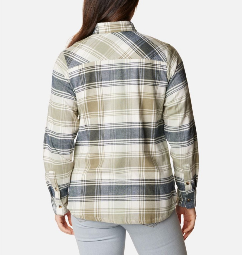 Green Women's Columbia Calico Basin Flannel Long Sleeve Shirt | FVEXW-8604