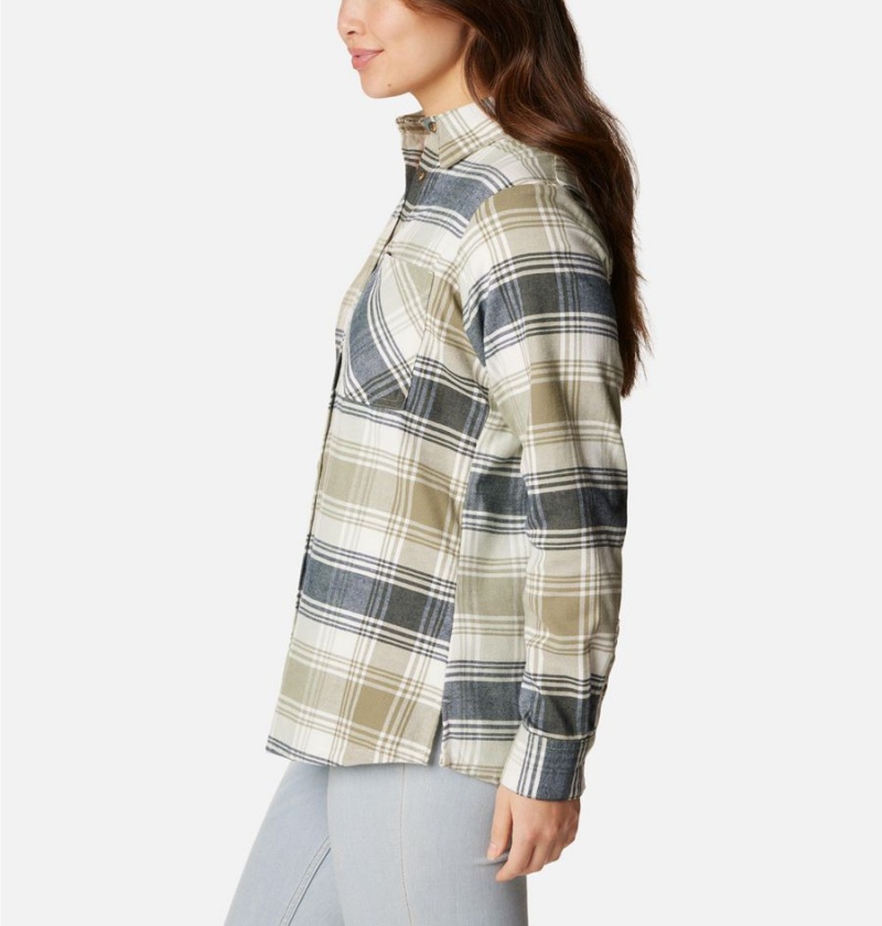 Green Women's Columbia Calico Basin Flannel Long Sleeve Shirt | FVEXW-8604