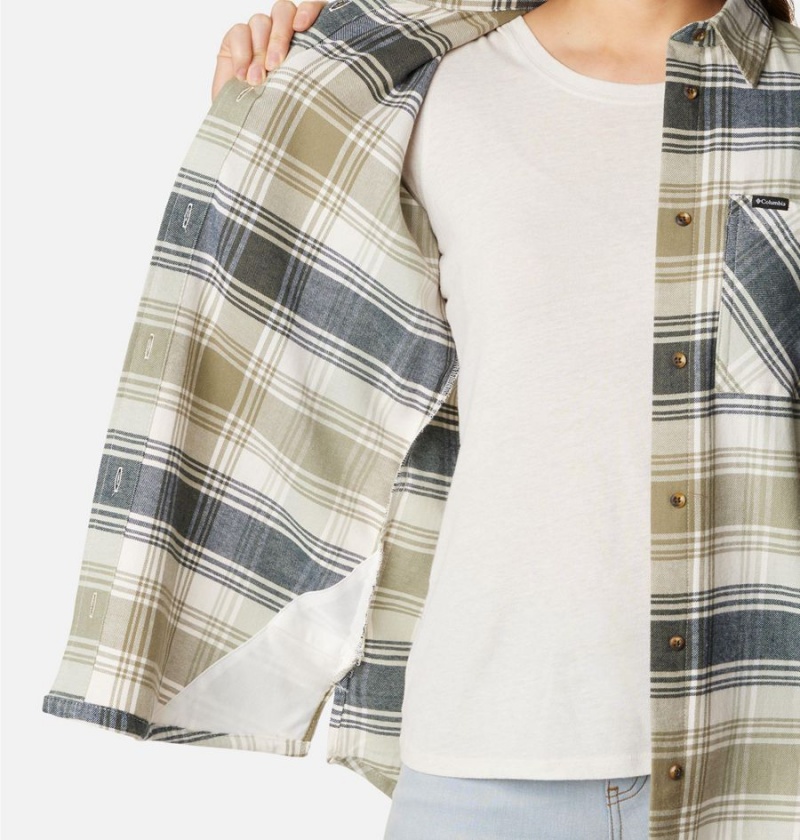 Green Women's Columbia Calico Basin Flannel Long Sleeve Shirt | FVEXW-8604