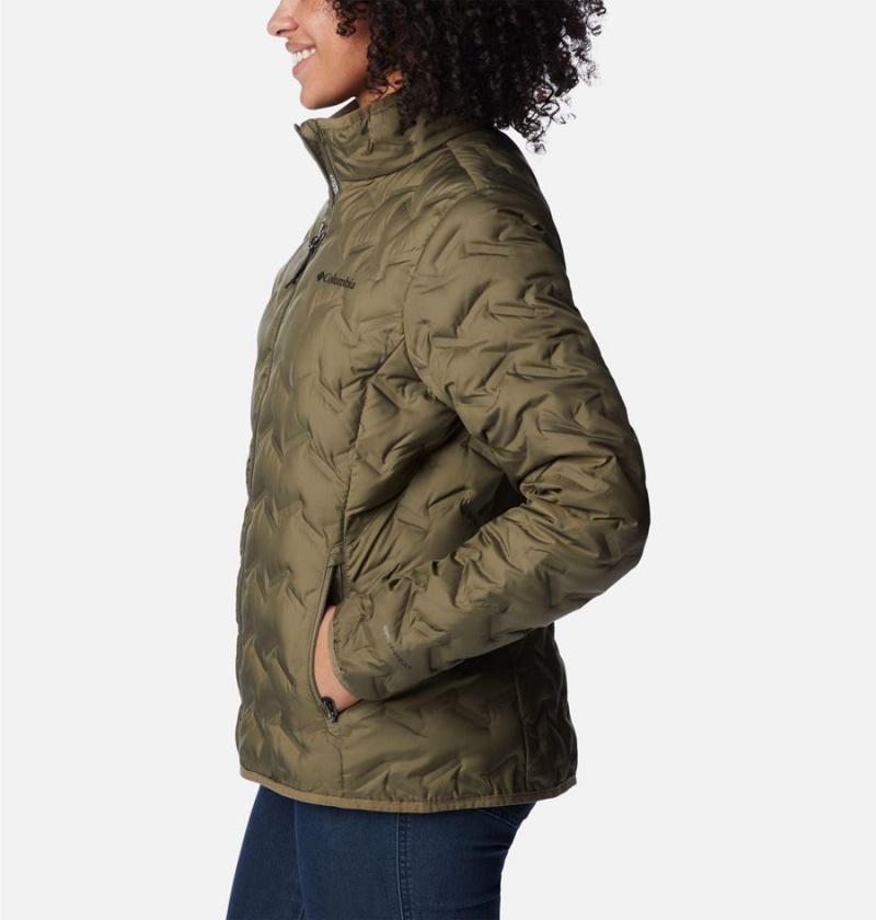 Green Women's Columbia Delta Ridge Puffer Jacket | QXHFK-5381