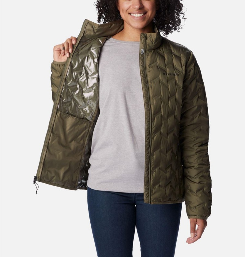 Green Women's Columbia Delta Ridge Puffer Jacket | QXHFK-5381