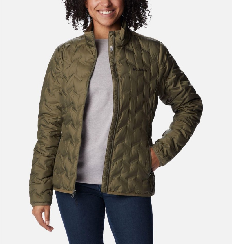 Green Women's Columbia Delta Ridge Puffer Jacket | QXHFK-5381