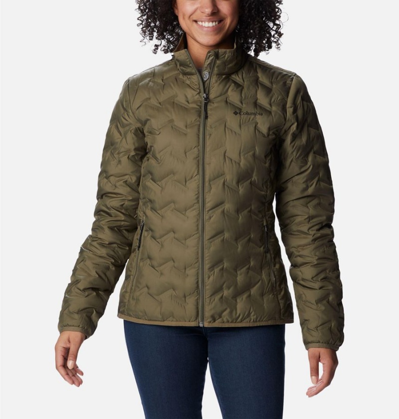 Green Women\'s Columbia Delta Ridge Puffer Jacket | QXHFK-5381