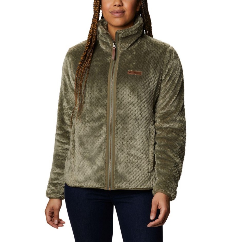 Green Women\'s Columbia Fire Side II Sherpa Full Zip Fleece Jacket | WRVOJ-8195