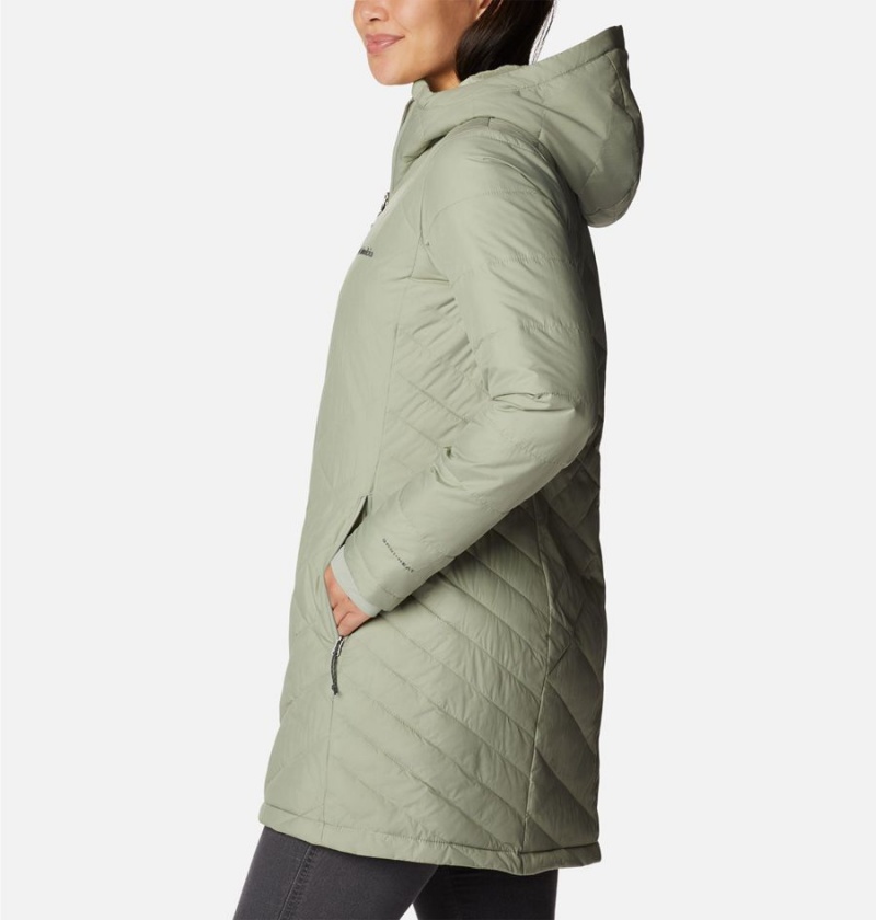 Green Women's Columbia Heavenly Long Hooded Puffer Jacket | LGWYO-4839