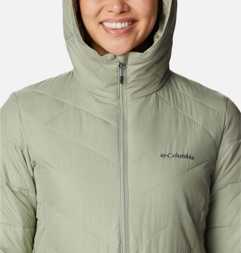 Green Women's Columbia Heavenly Long Hooded Puffer Jacket | LGWYO-4839