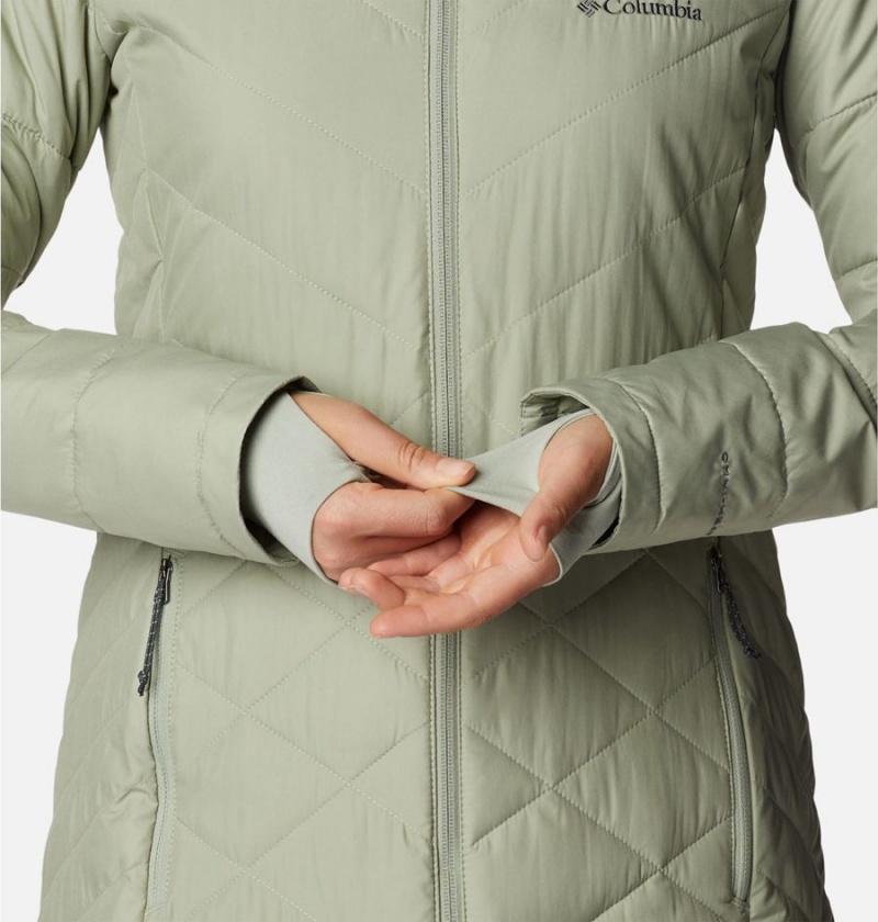 Green Women's Columbia Heavenly Long Hooded Puffer Jacket | LGWYO-4839