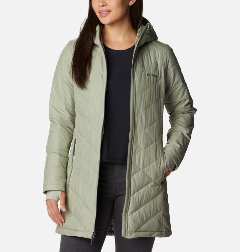 Green Women's Columbia Heavenly Long Hooded Puffer Jacket | LGWYO-4839