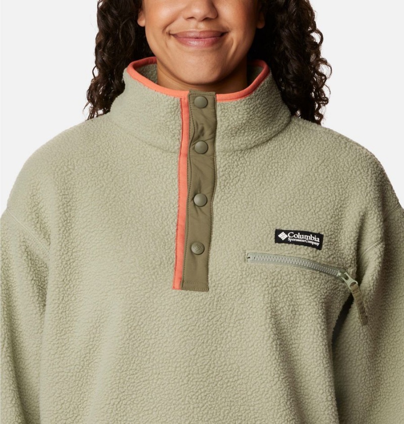 Green Women's Columbia Helvetia Cropped Half Snap Fleece Pullover | CFKYG-6401