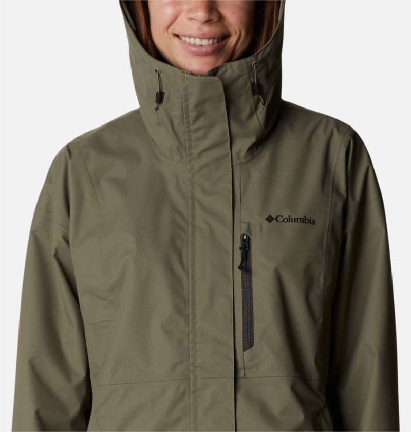 Green Women's Columbia Hikebound Rain Jacket | XHFNV-9321